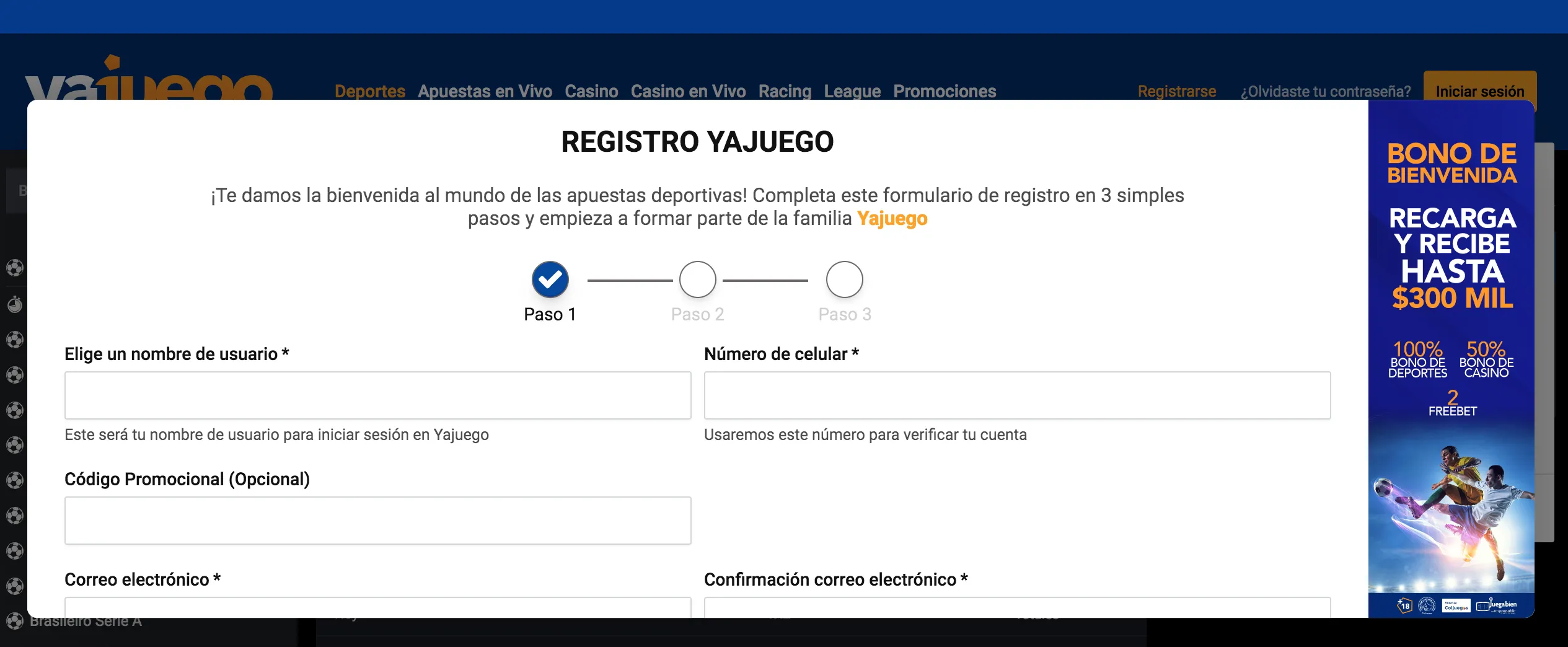 Yajuego registro