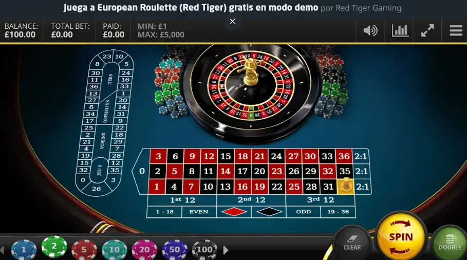 Tablero de ruleta europea de Red Tiger casinos ruleta redtiger