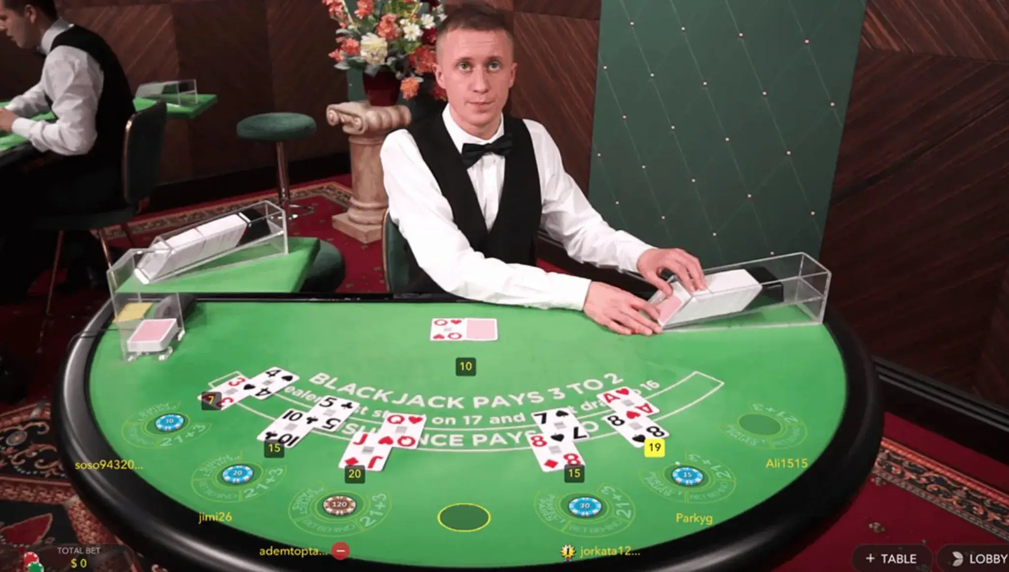 Dealer en un casino en vivo Dealer casino en vivo