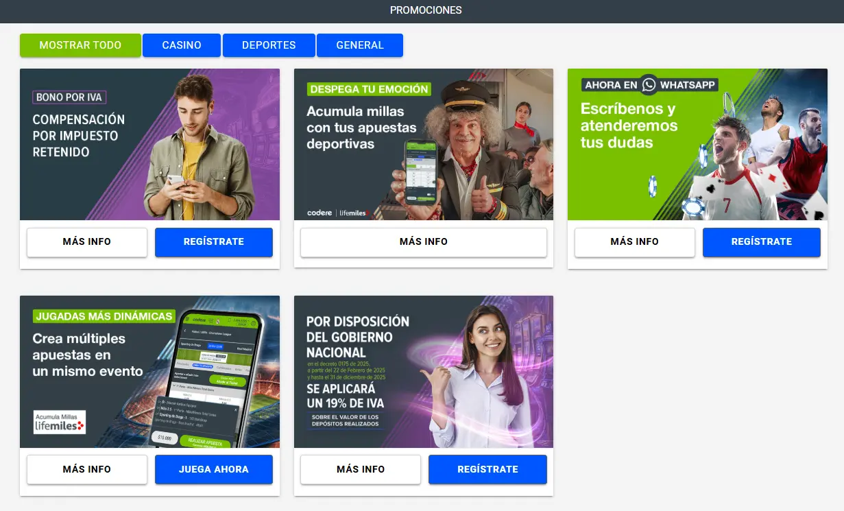 Bonos y promociones para jugadores de Codere casino online Bonos y promociones para jugadores de Codere casino