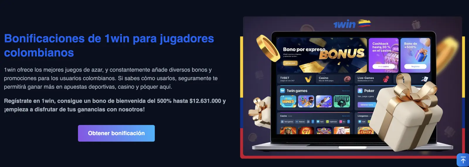 Bonos colombia 1win