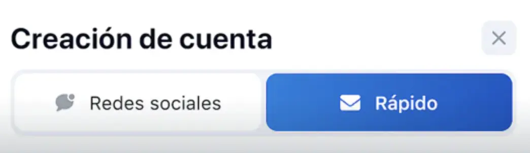 Redes sociales registro rápido